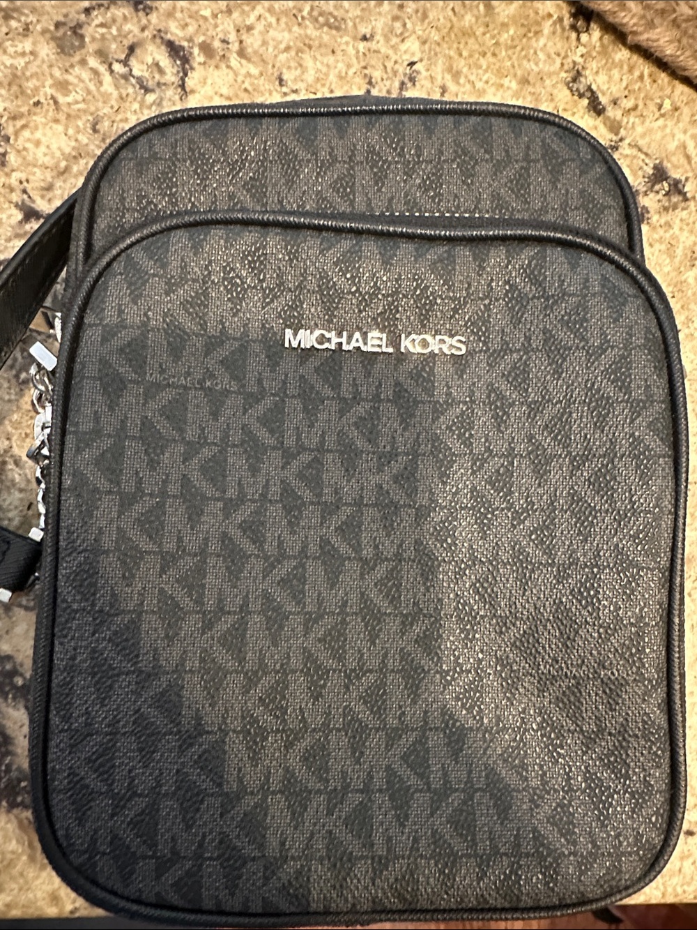 Michael Kors Men's Black MK Monogram Crossbody Messenger